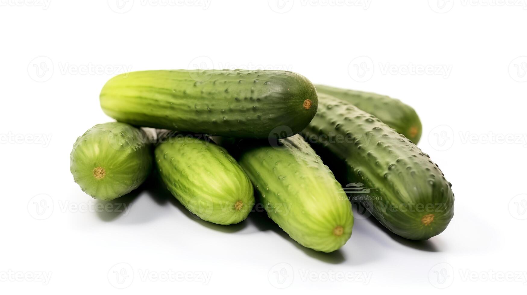 Photo of Cucumbers isolated on white background.