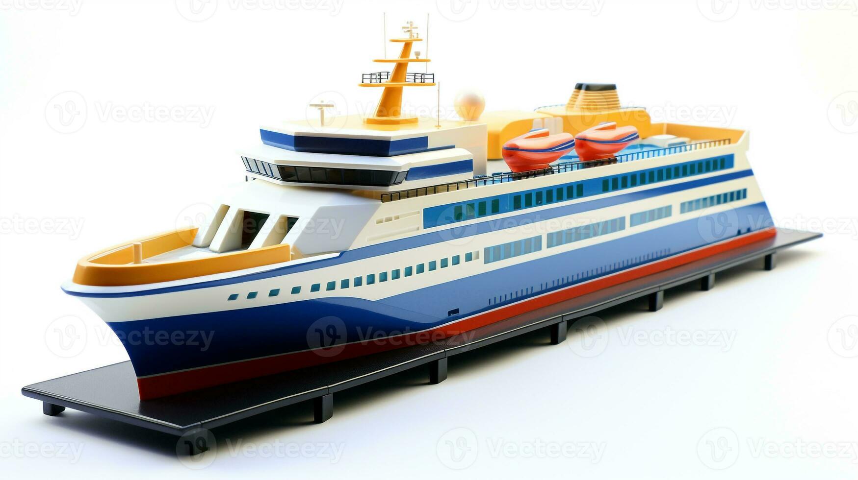 Displaying a 3D miniature Ferry. Generative AI photo