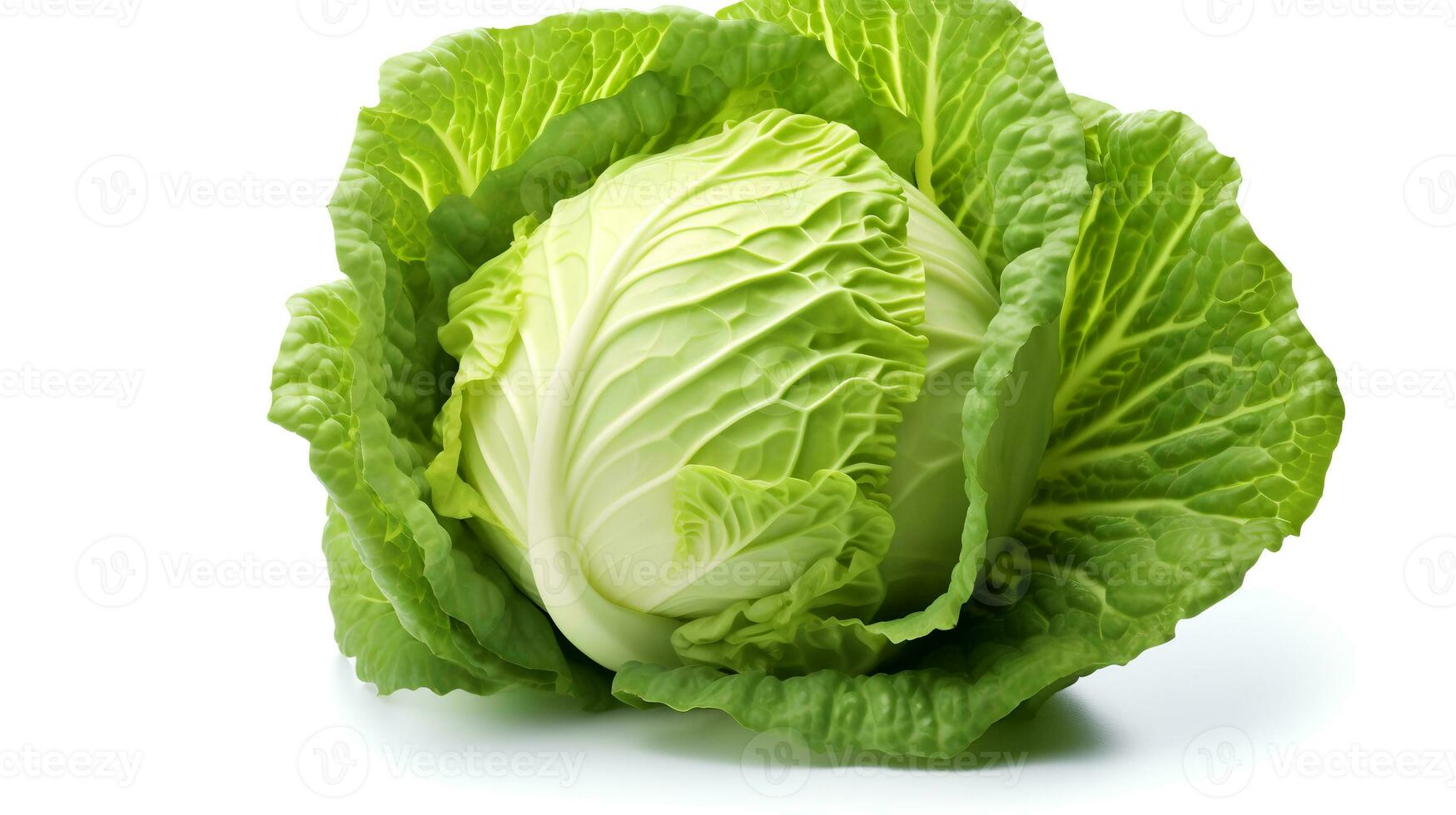 Photo of Cabbage isolated on white background. generative ai