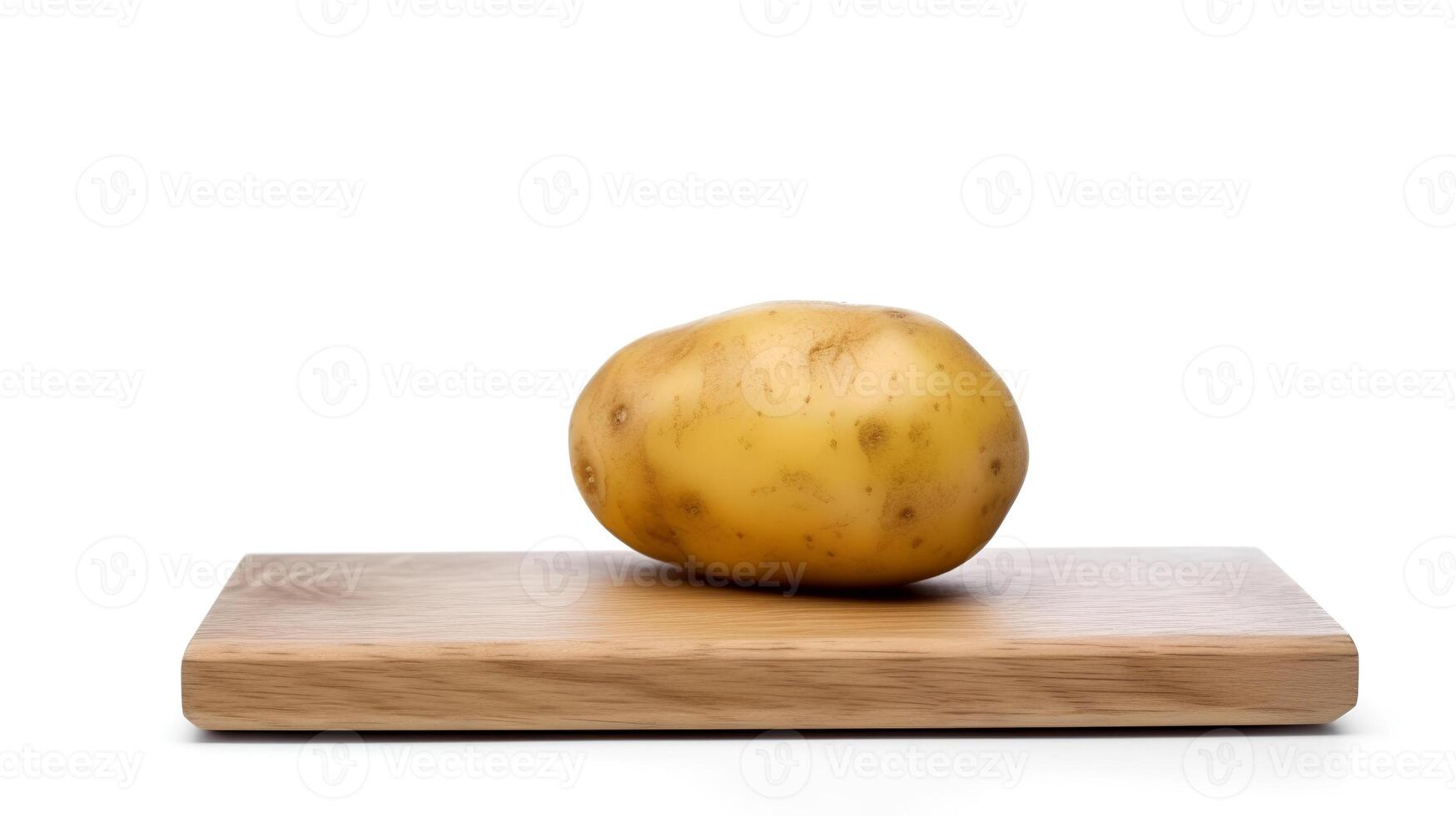 Photo of Potatoe isolated on wooden board isolated on white background.