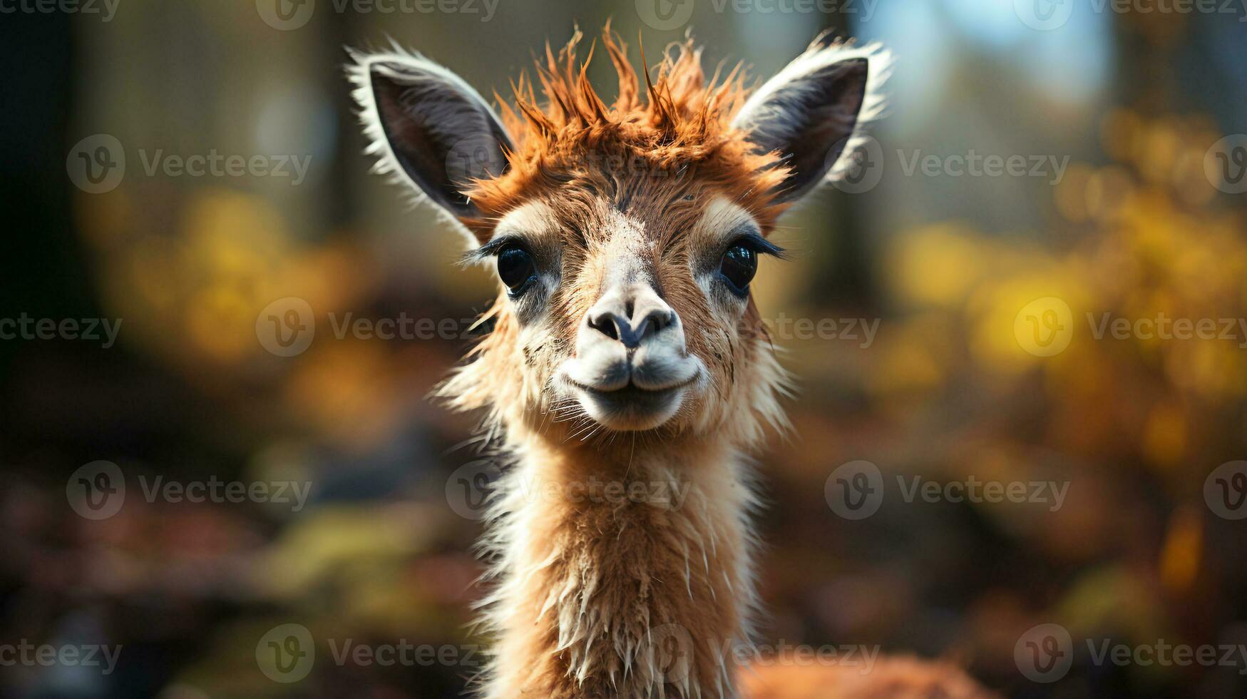 Close-up photo of a Llama looking any direction. Generative AI