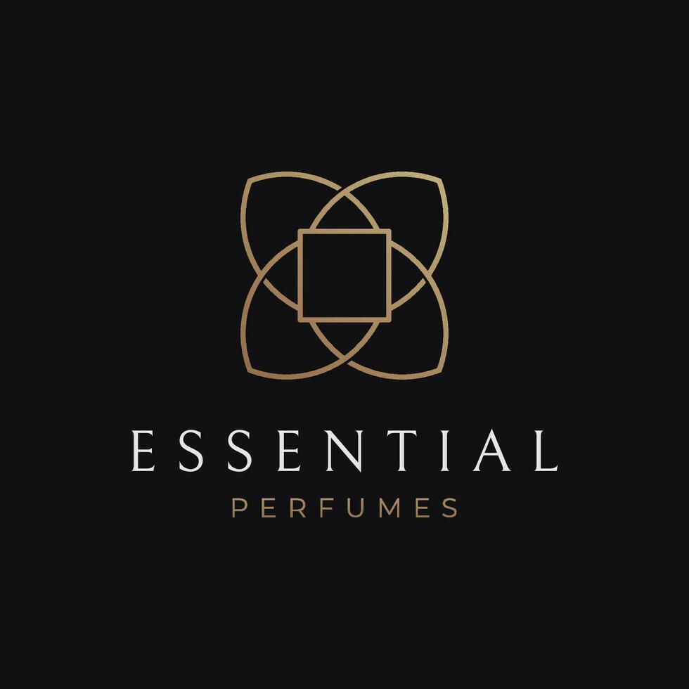 Luxury essence fragrance perfume logo template design isolated background. vector