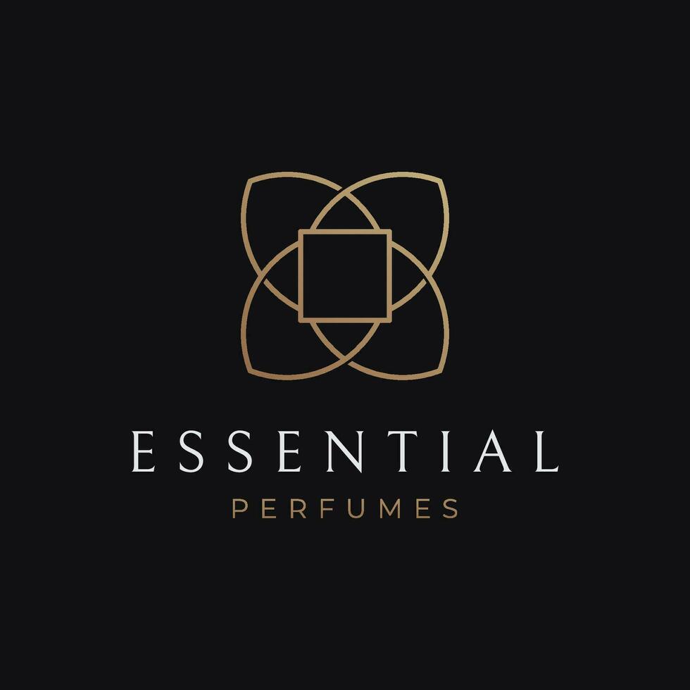 lujo esencia fragancia perfume logo modelo diseño aislado antecedentes. vector