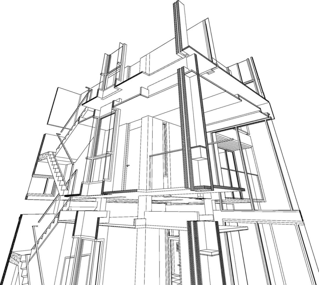 3d ilustración de residencial proyecto vector