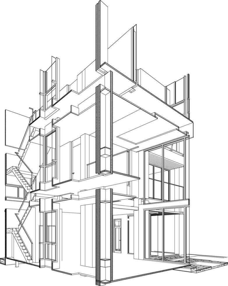 3d ilustración de residencial proyecto vector