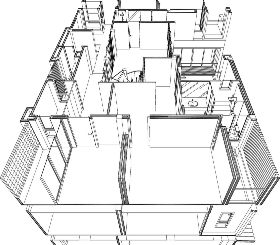 3d ilustración de residencial proyecto vector
