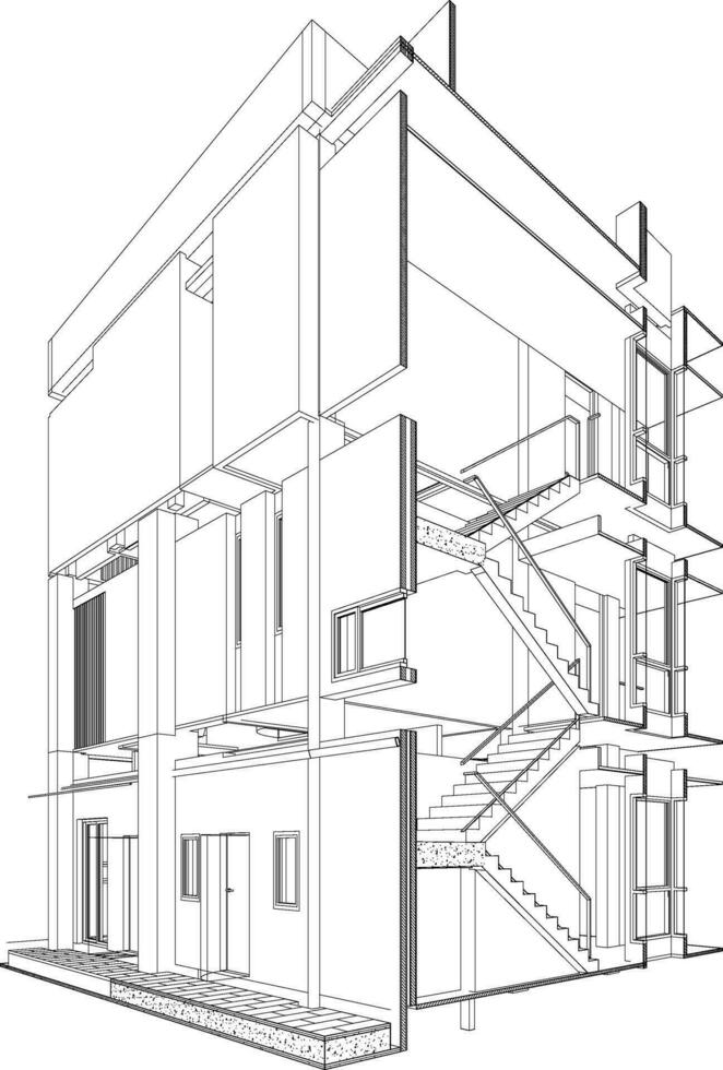 3d ilustración de residencial proyecto vector