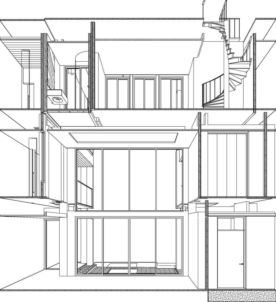 3d ilustración de residencial proyecto vector