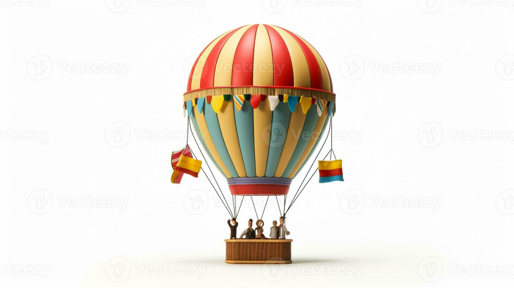 Displaying a 3D miniature Traditional Hot Air Balloon. Generative AI photo