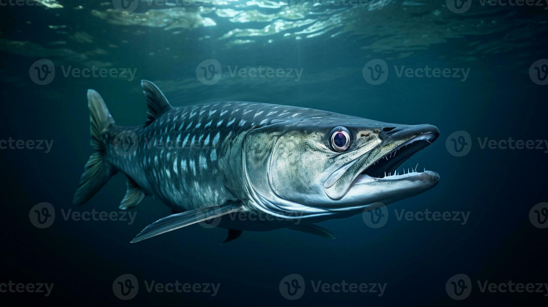 Wildlife photography of Photo of Barracuda. Generative AI