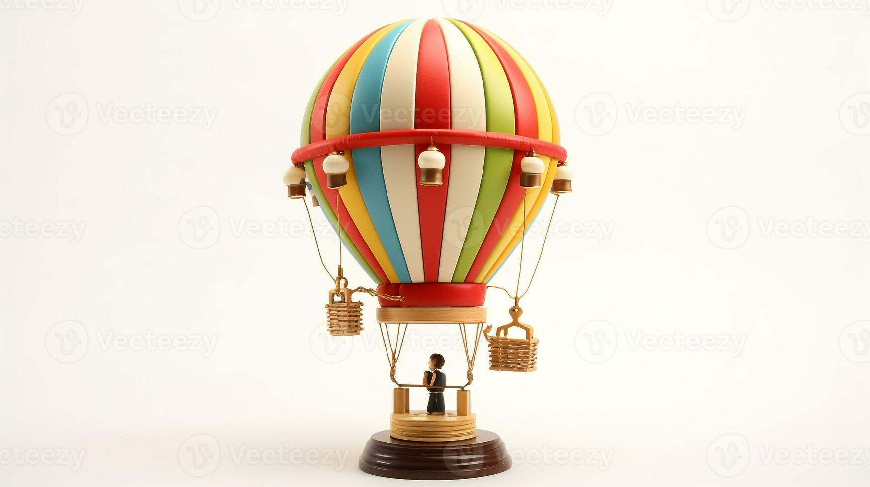 Displaying a 3D miniature Traditional Hot Air Balloon. Generative AI photo