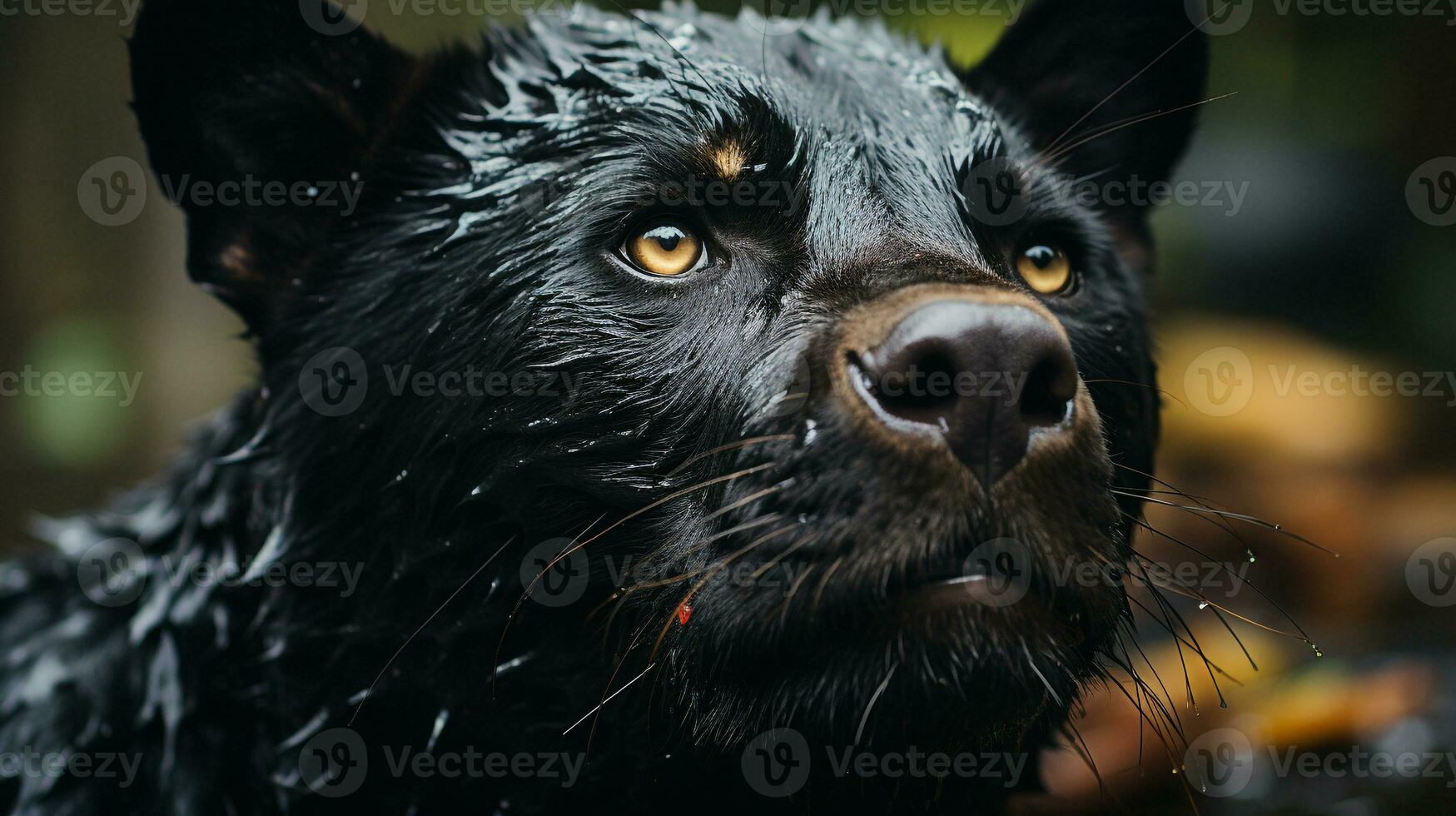 de cerca foto de un tasmania diablo mirando ninguna dirección en selva. generativo ai