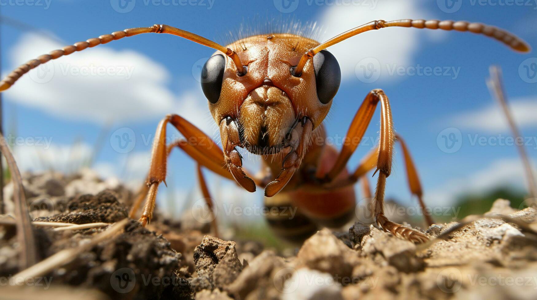 Close-up photo of a Sahara Desert Ant looking any direction in the Desert. Generative AI