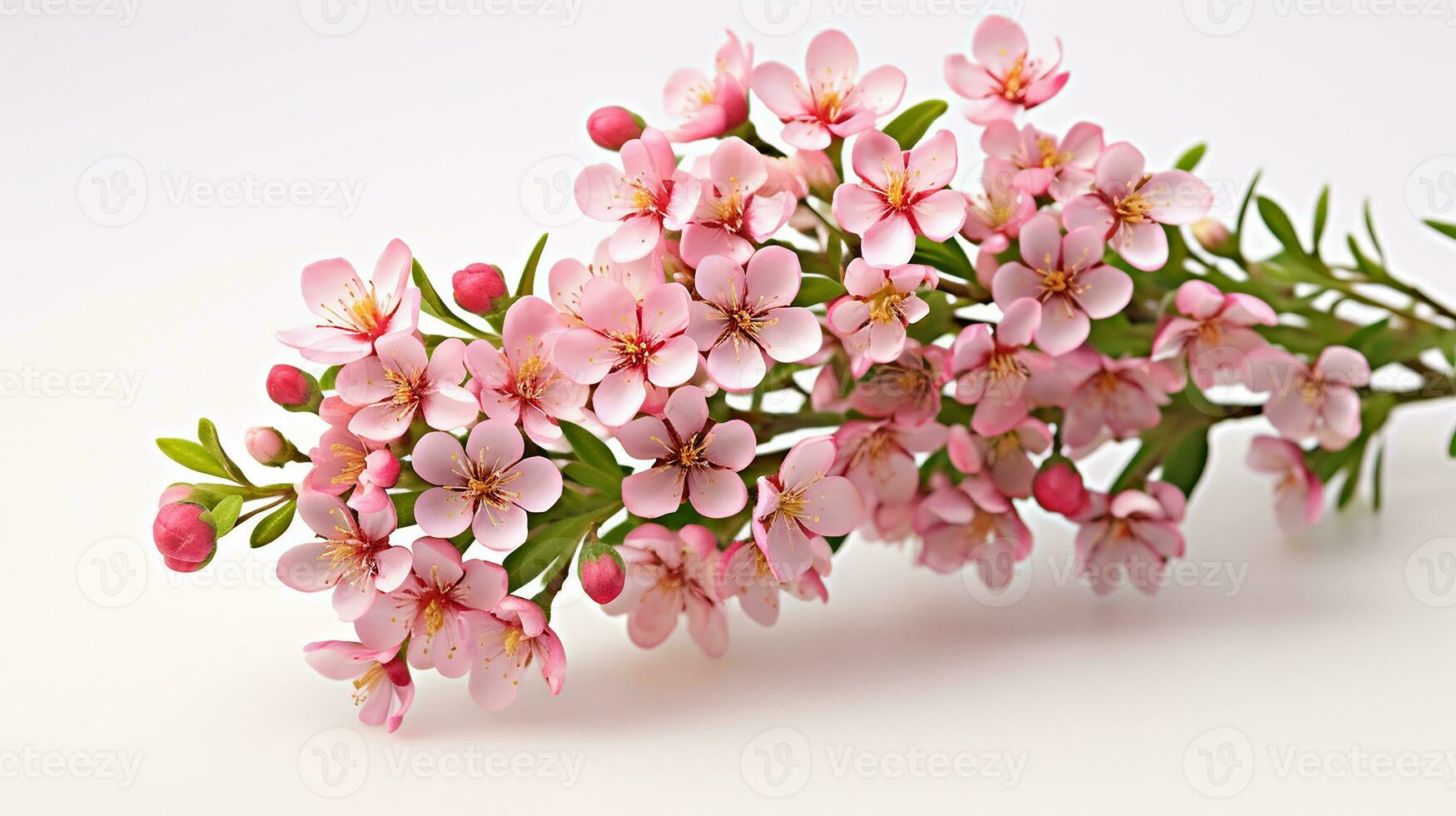 Photo of beautiful Waxflower flower isolated on white background. Generative AI