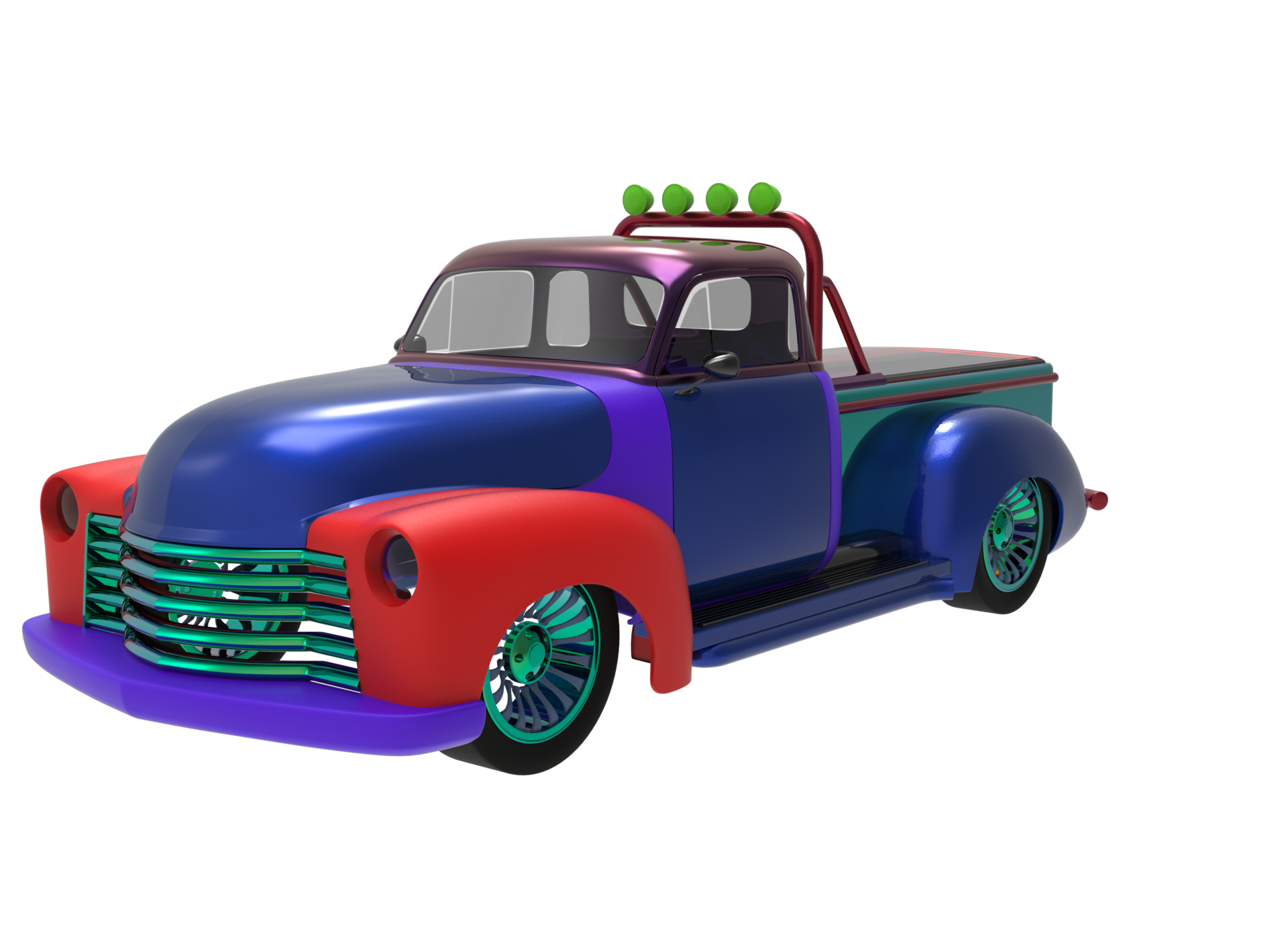 Cartoon truck with a red and blue paint job 29861459 png