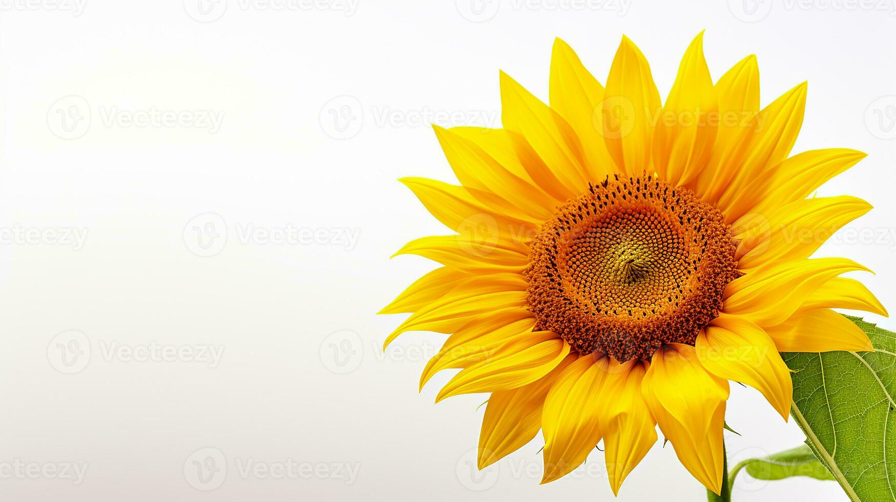 Photo of beautiful Sunflower isolated on white background. Generative AI