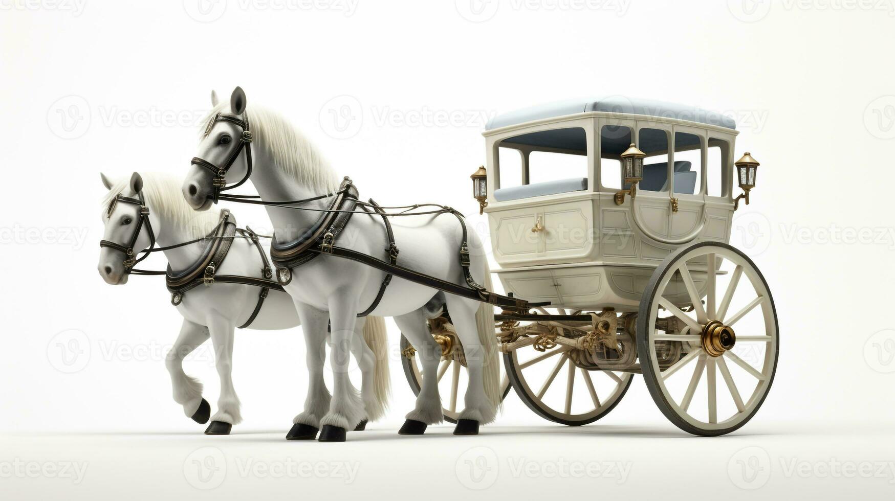 Displaying a 3D miniature Horse and Carriage. Generative AI photo