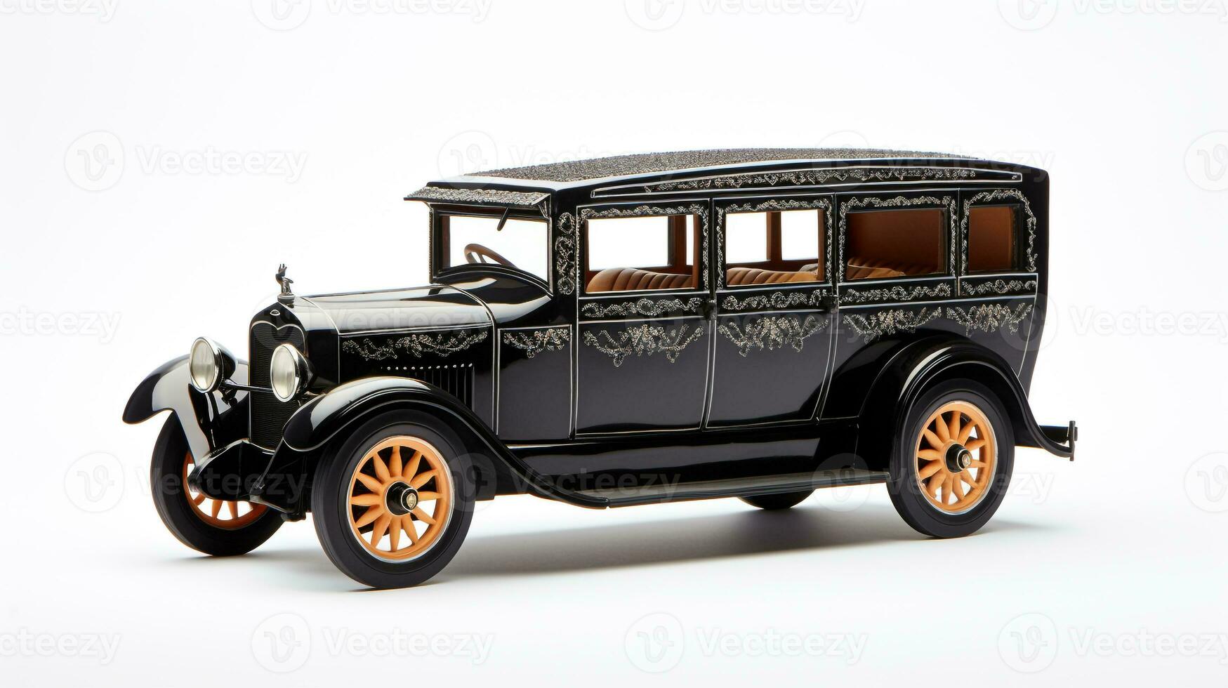 Displaying a 3D miniature Hearse. Generative AI photo