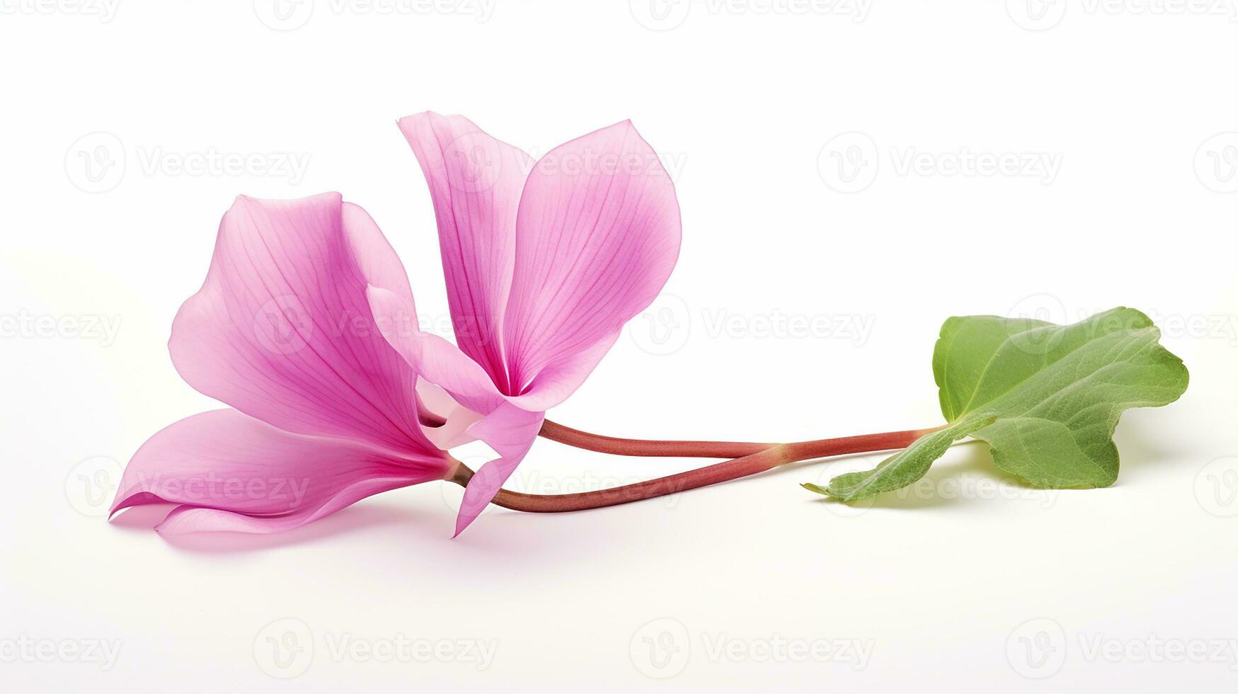 Photo of beautiful Cyclamen flower isolated on white background. Generative AI