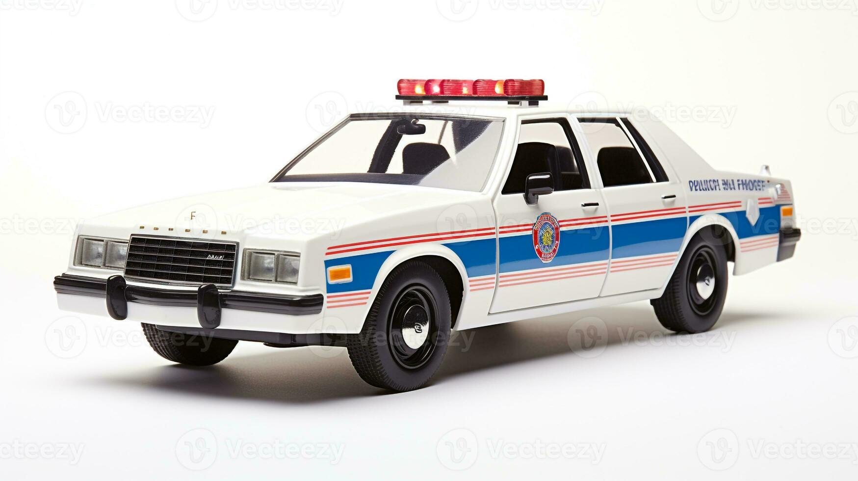 mostrando un 3d miniatura policía coche. generativo ai foto