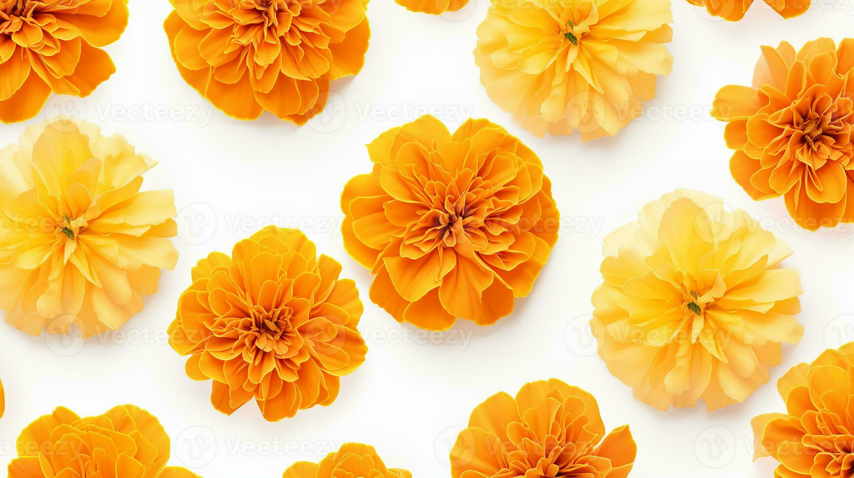 Marigold flower patterned background. Flower texture background. Generative AI photo