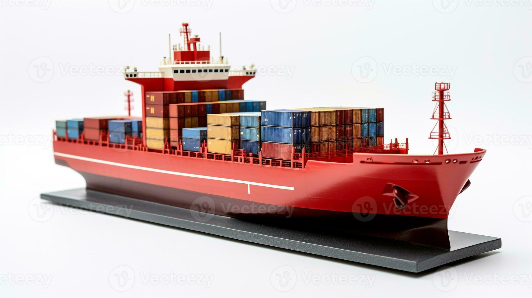 Displaying a 3D miniature Container Ship. Generative AI photo