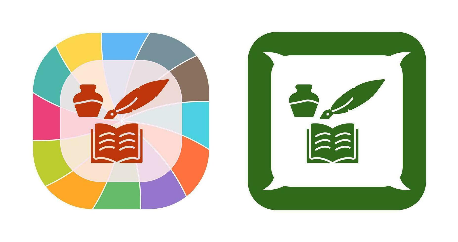 Unique Quill and Book Vector Icon