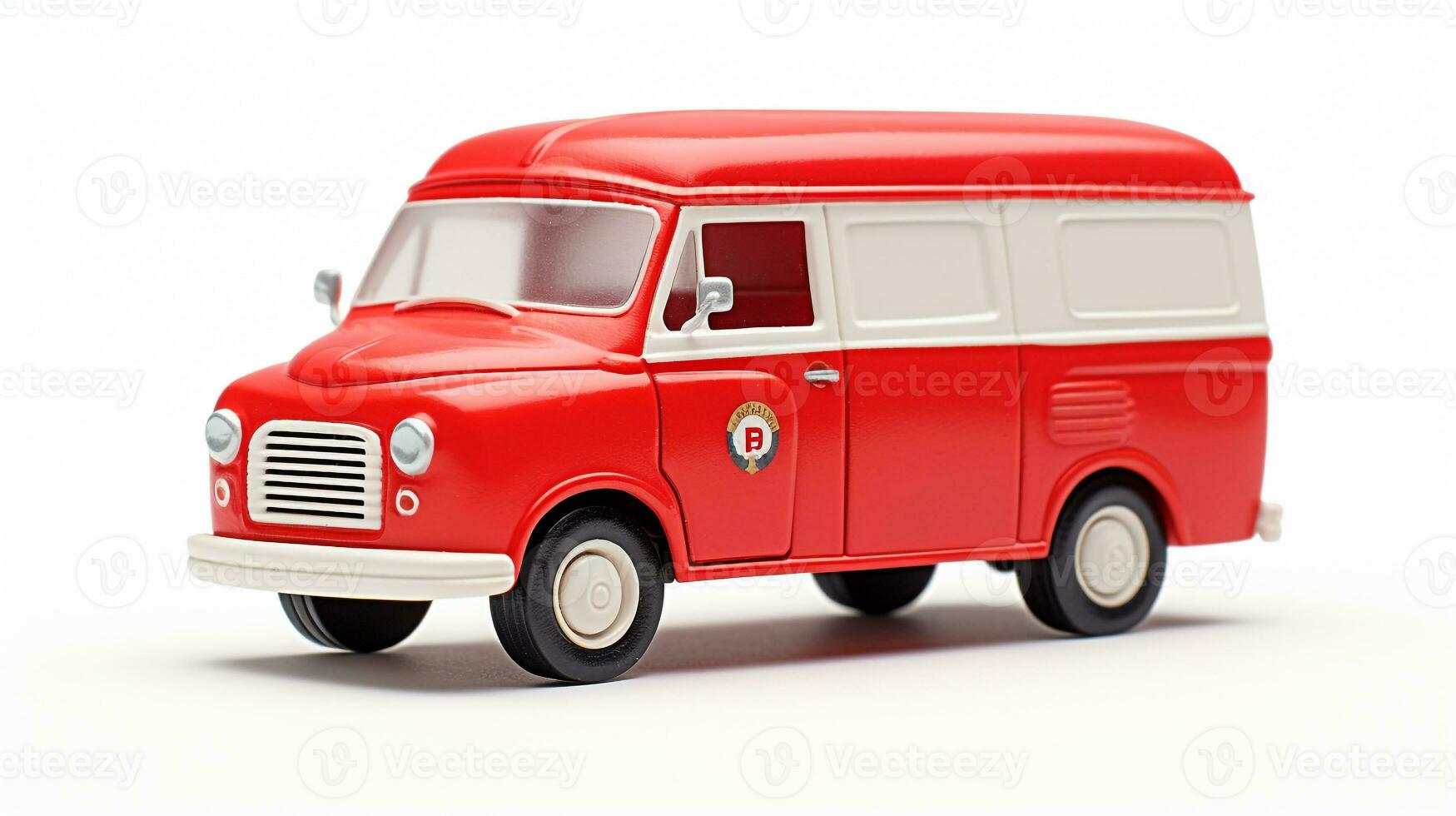 Displaying a 3D miniature Postal Van. Generative AI photo