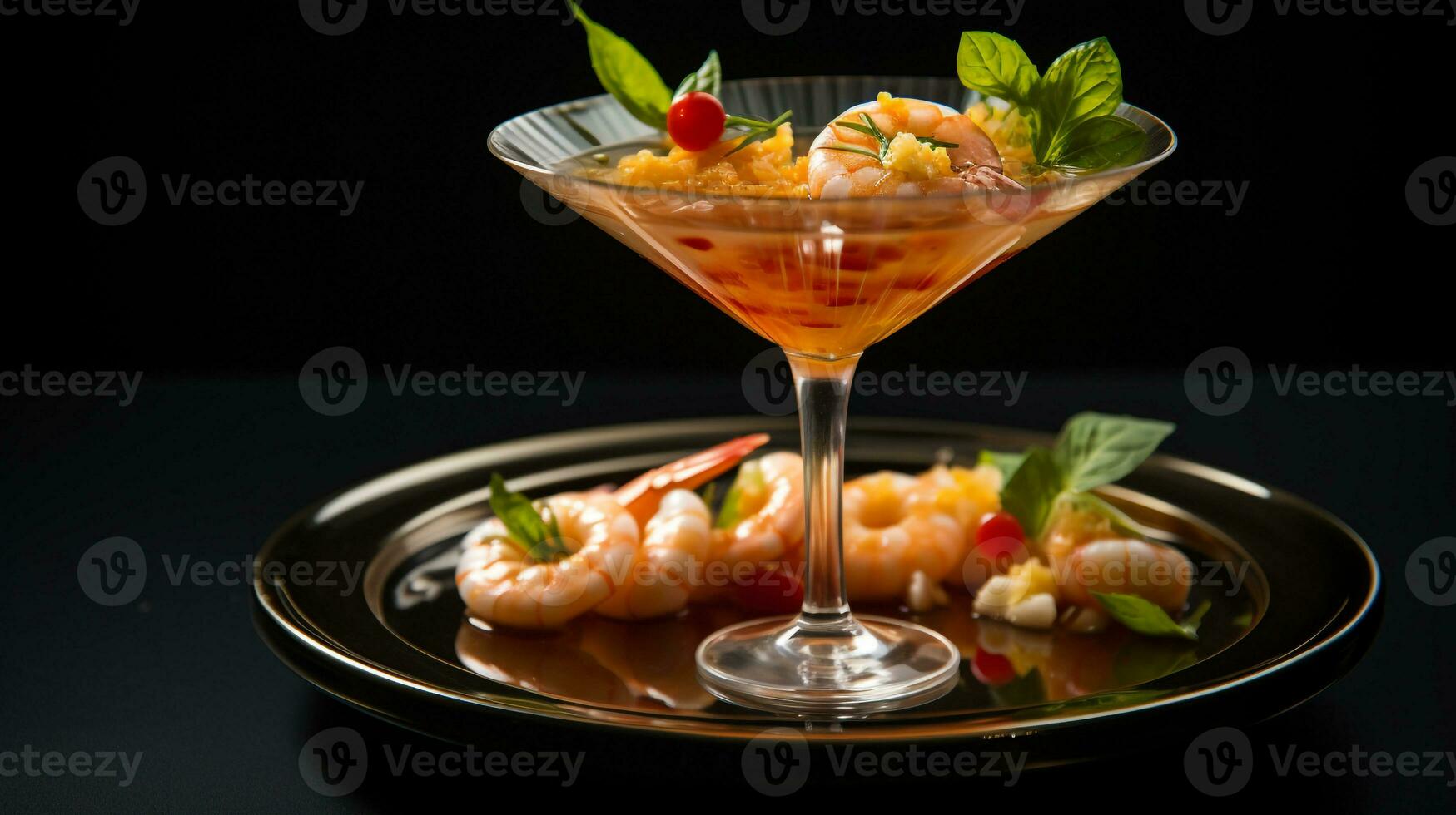 Photo of Prawn Cocktail as a dish in a high-end restaurant. Generative AI