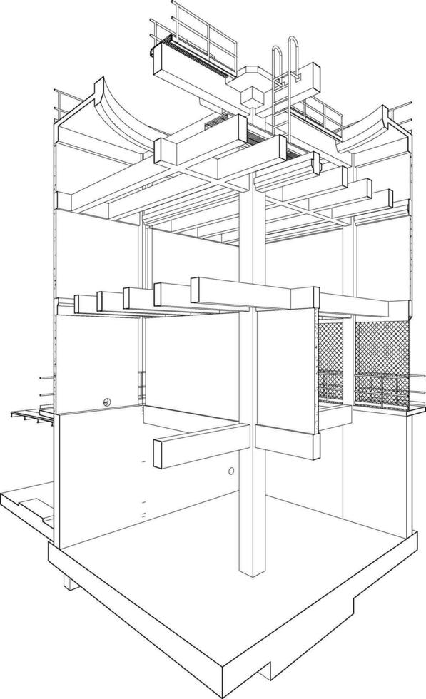 3D illustration of industrial building vector