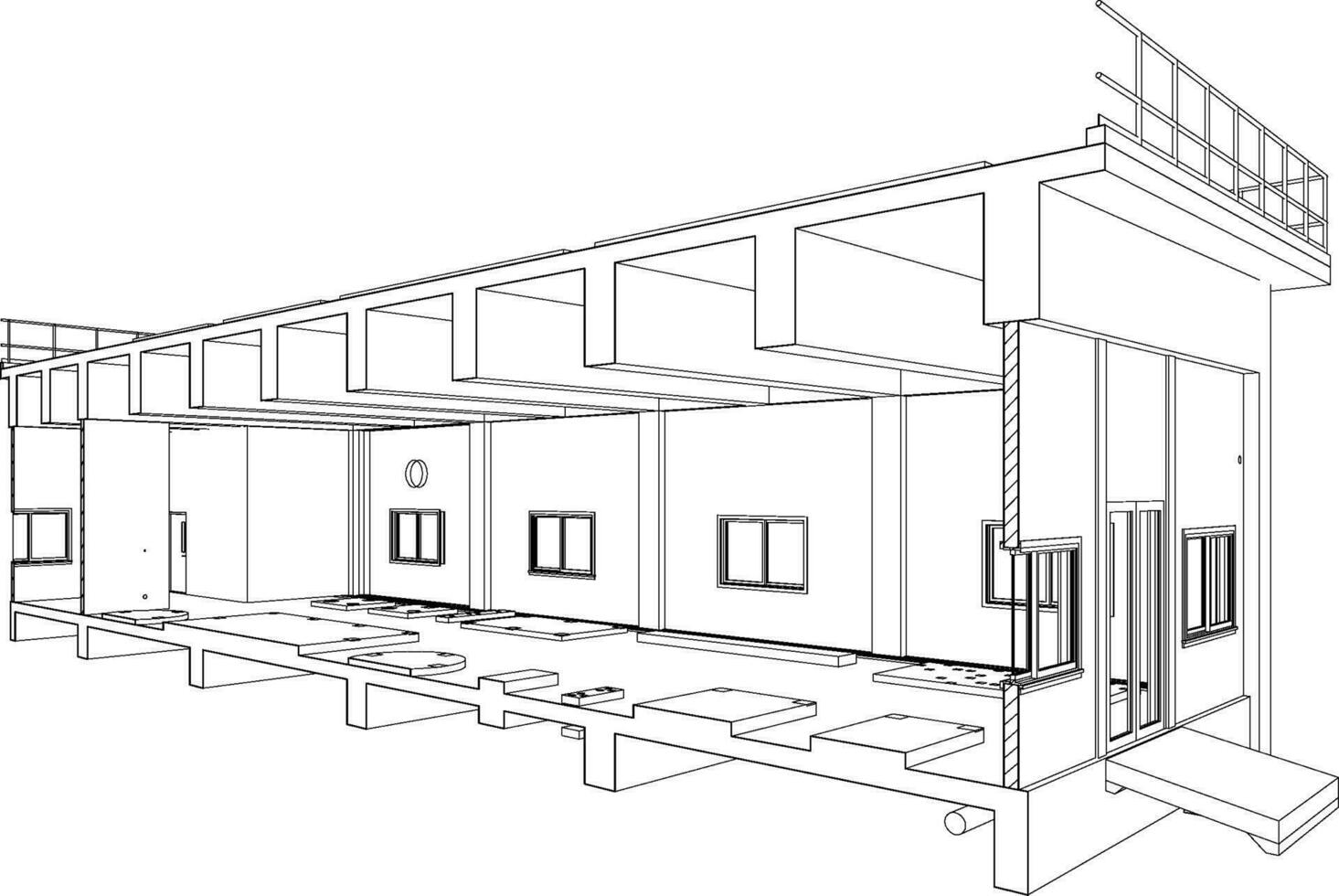 3d ilustración de industrial edificio vector