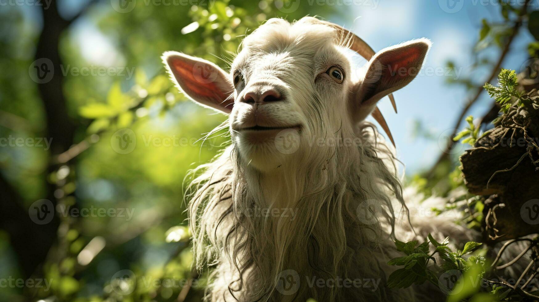 Close-up photo of a Goat looking any direction. Generative AI