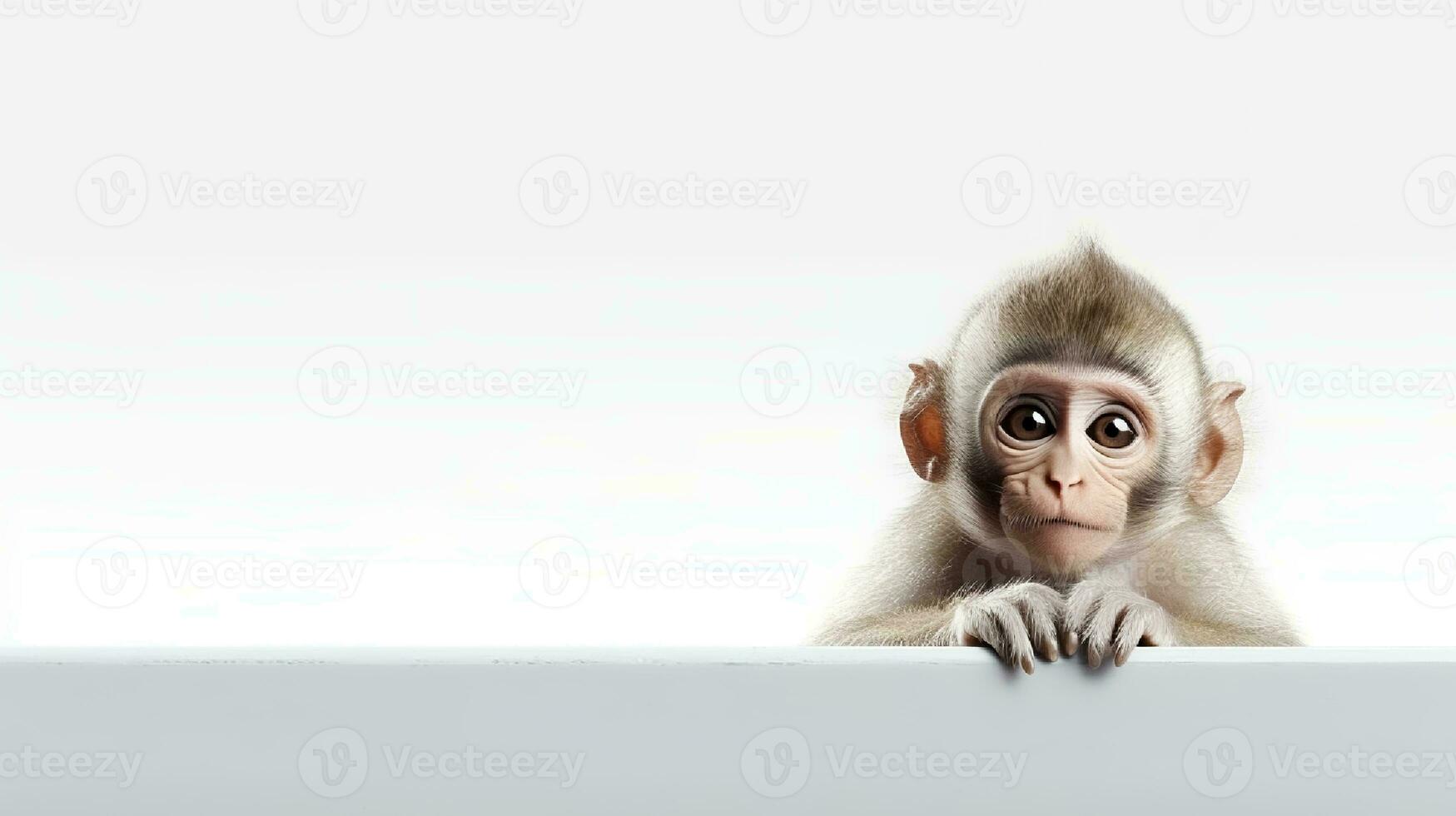 Photo of a monkey on white background. Generative AI