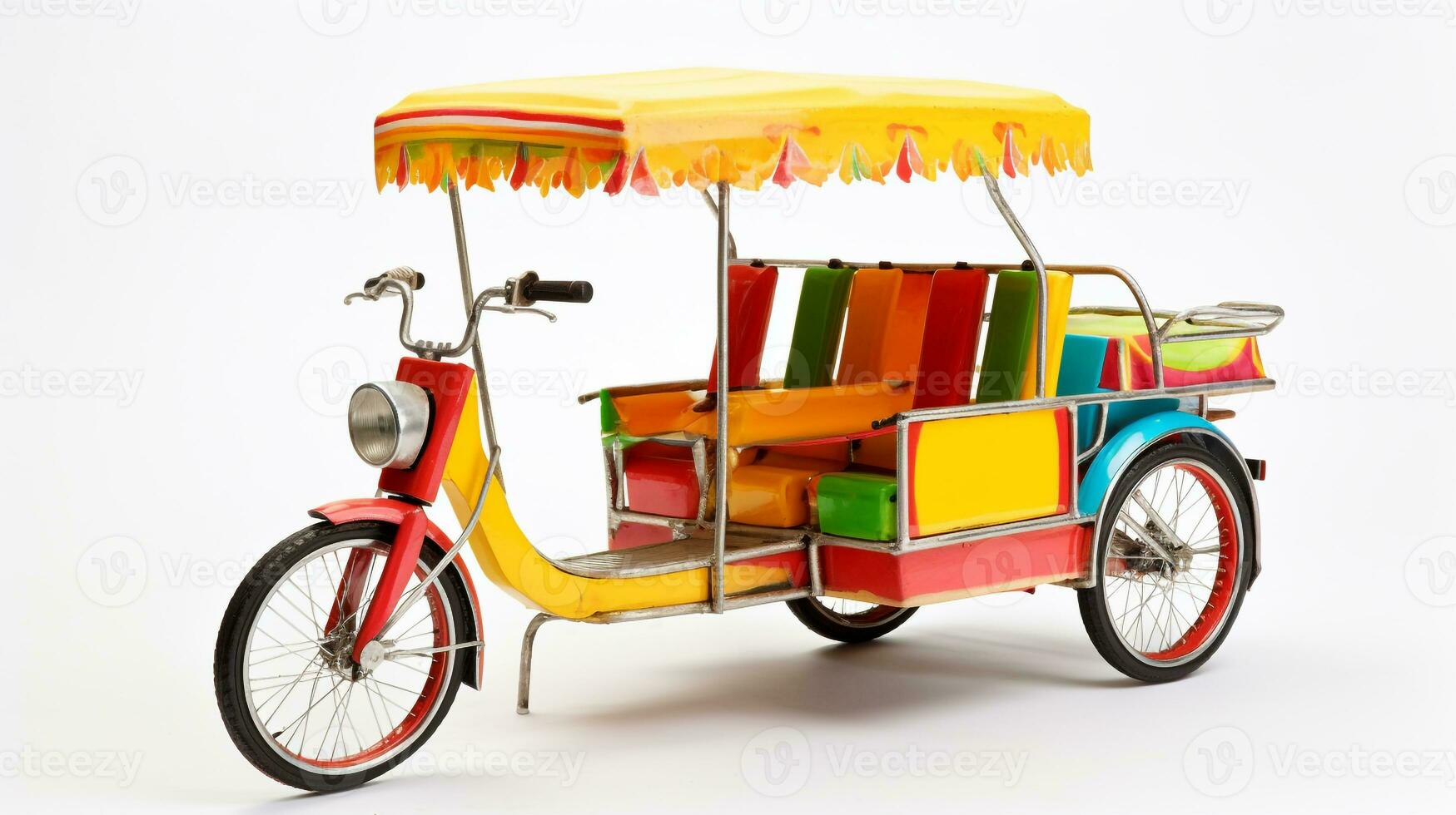 Displaying a 3D miniature Bicycle Rickshaw. Generative AI photo