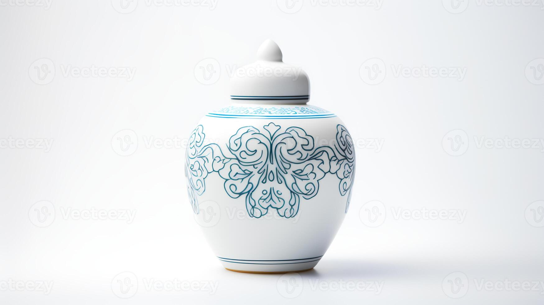 Photo of Minimalis chinese jar isolated on white background.