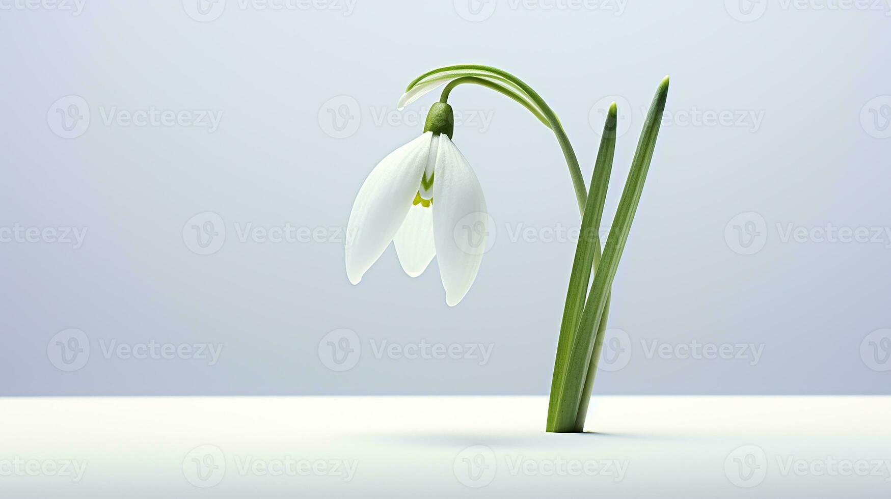 Photo of beautiful Snowdrop flower isolated on white background. Generative AI