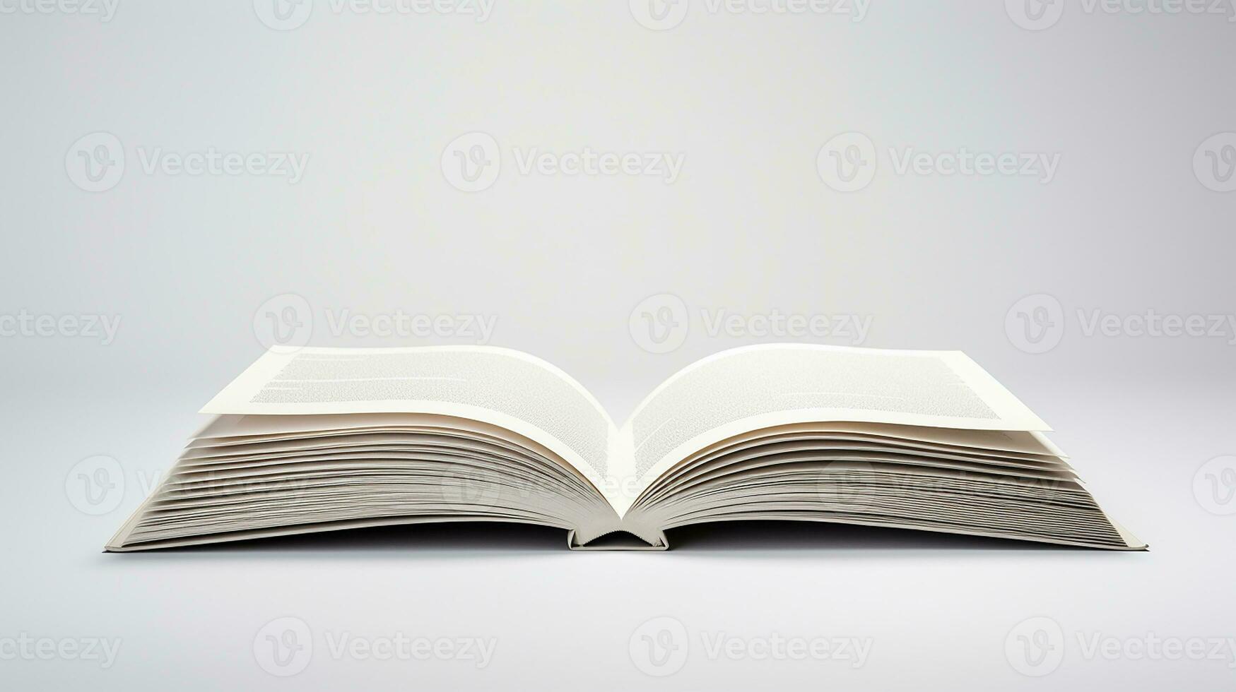 Open book isolated on white background. 3d illustration. Mock up. Generative AI photo