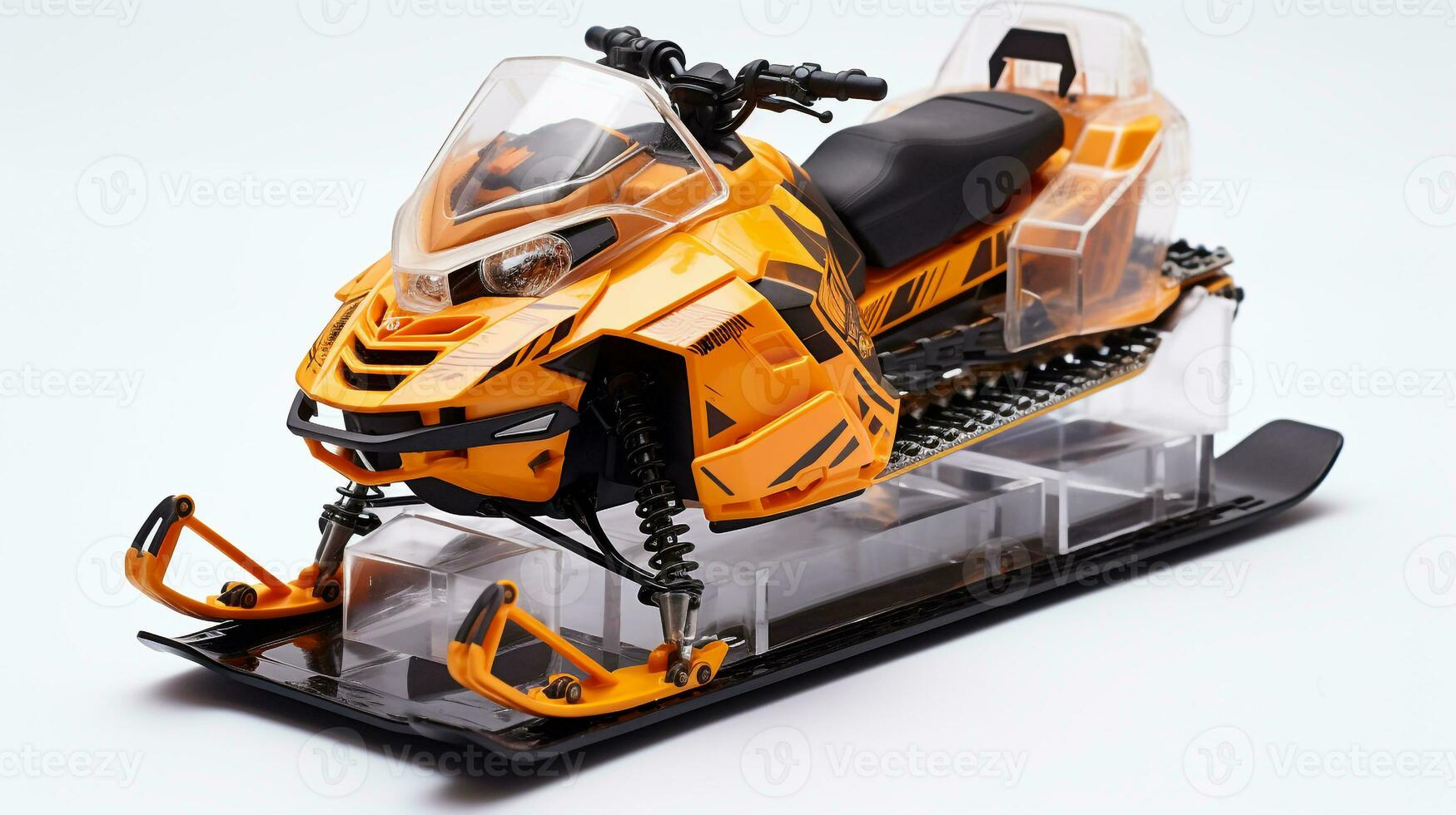 Displaying a 3D miniature Snowmobile. Generative AI photo