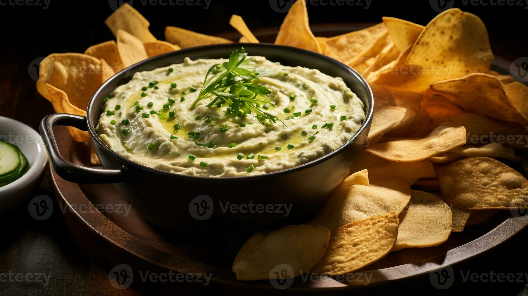 Photo of Hot Artichoke Dip as a dish in a high-end restaurant. Generative AI