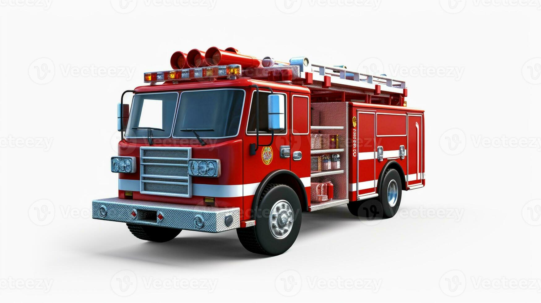 Displaying a 3D miniature Firetruck. Generative AI photo