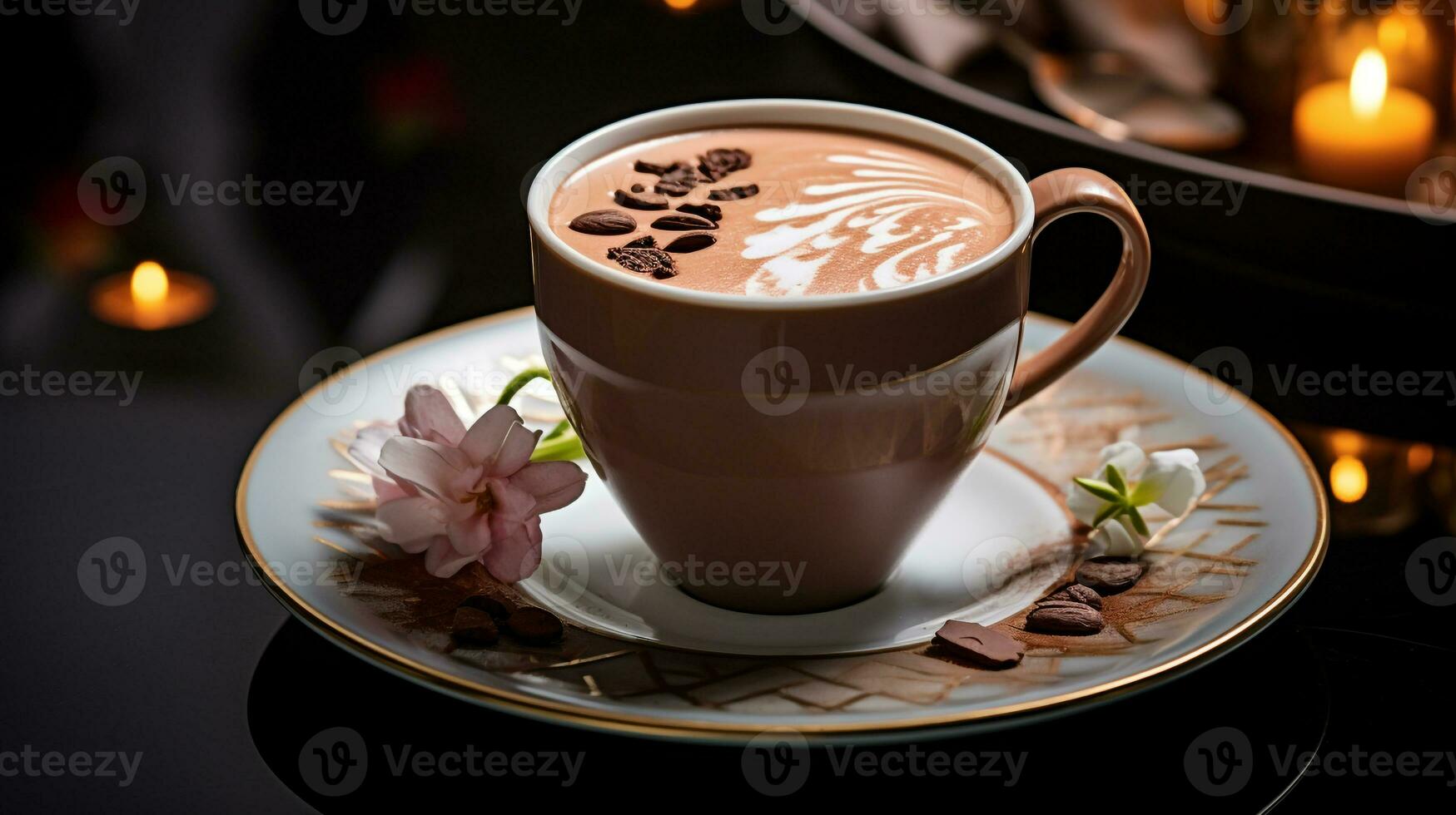 foto de caliente chocolate como un plato en un gama alta restaurante. generativo ai