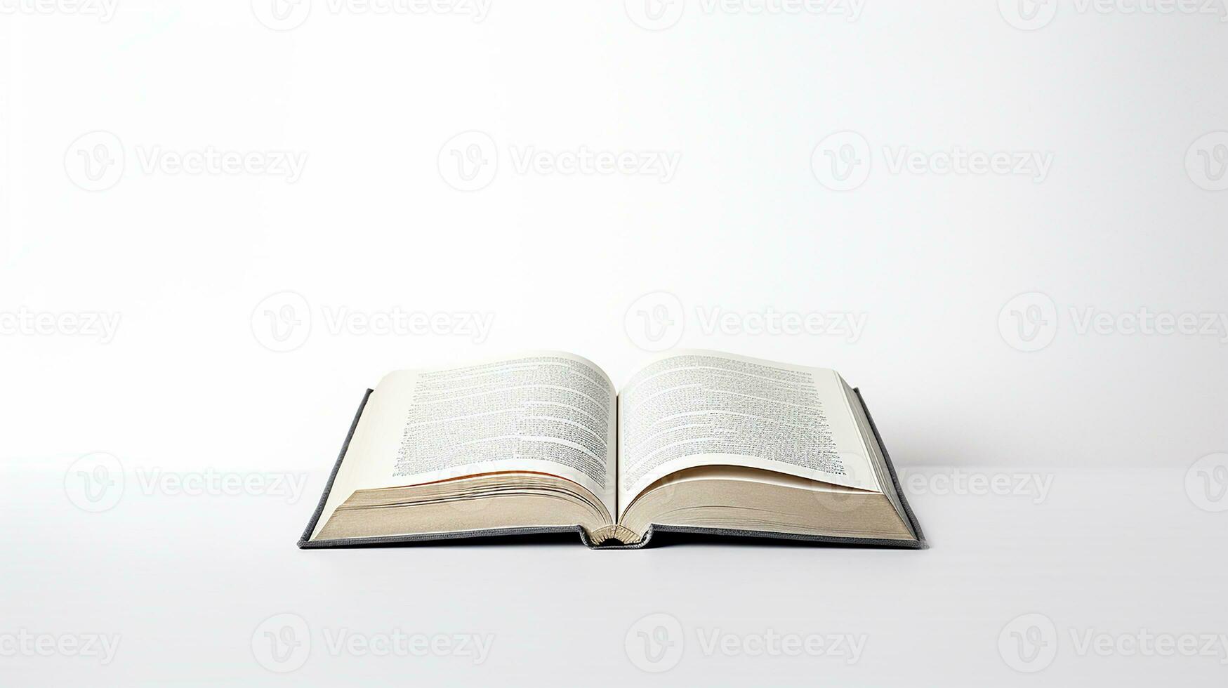 Open book isolated on white background. 3d illustration. Mock up. Generative AI photo