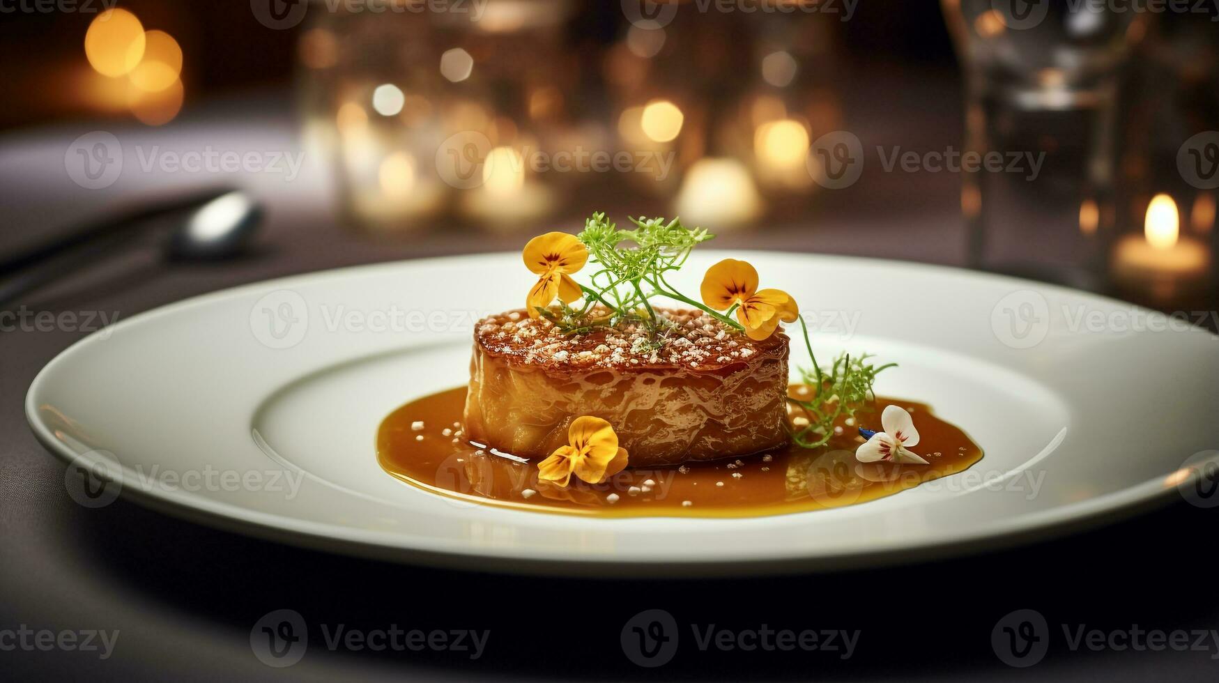 Photo of Pfeffernusse as a dish in a high-end restaurant. Generative AI