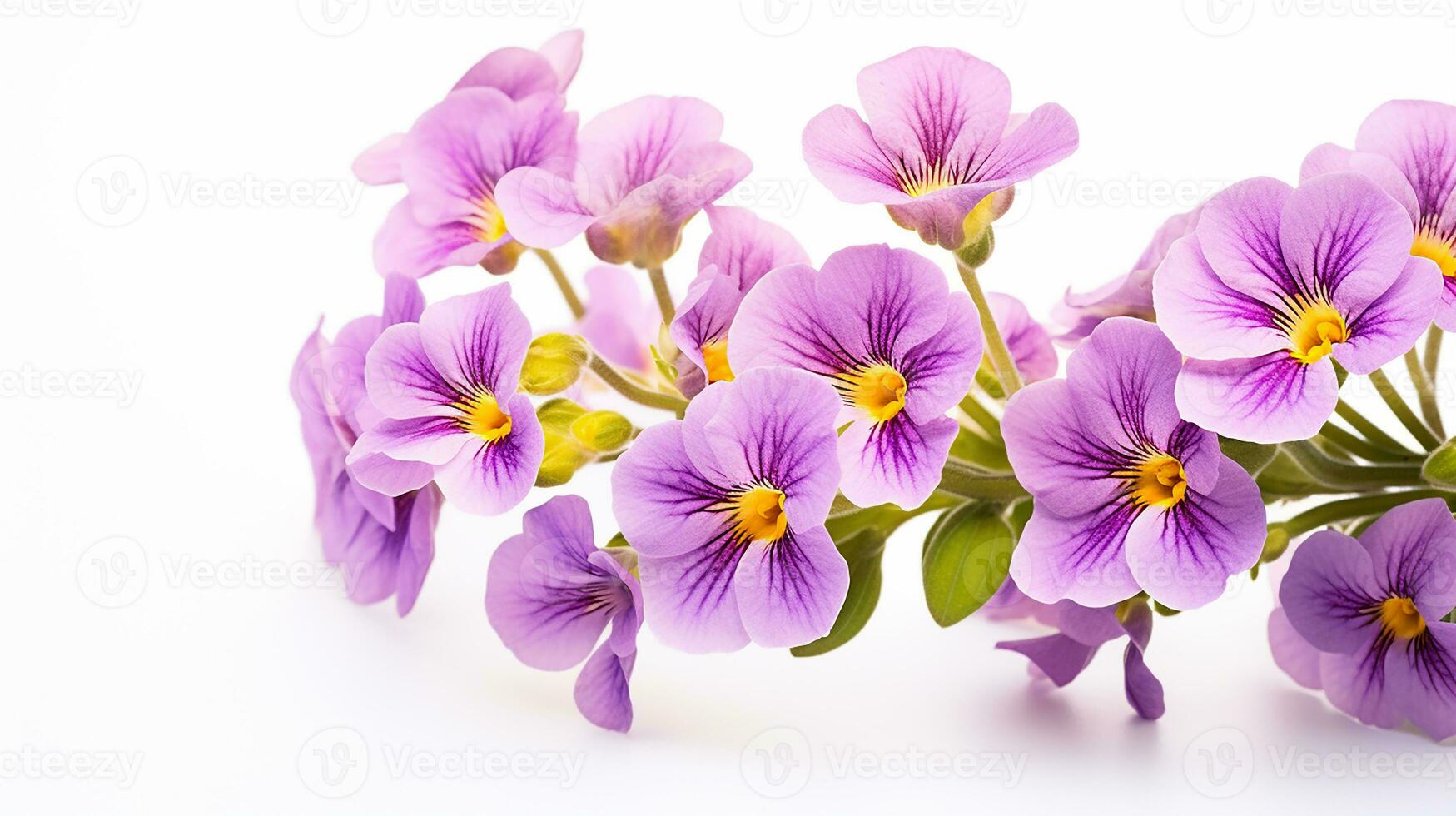 Photo of beautiful Nemesia flower isolated on white background. Generative AI