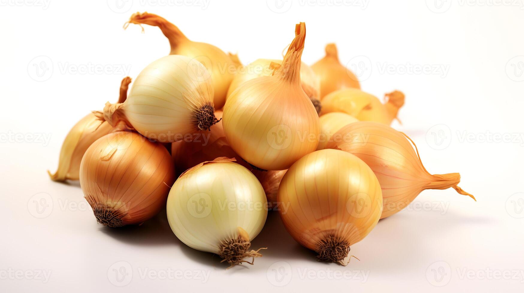 Photo of Onions isolated on white background. generative ai