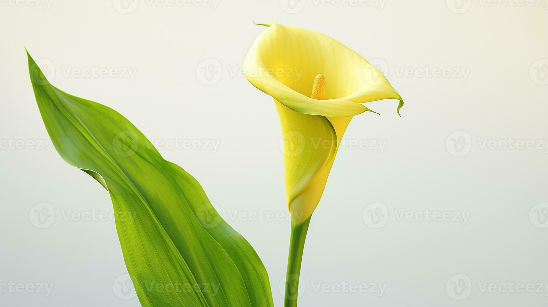 Photo of beautiful Zantedeschia Calla flower isolated on white background. Generative AI