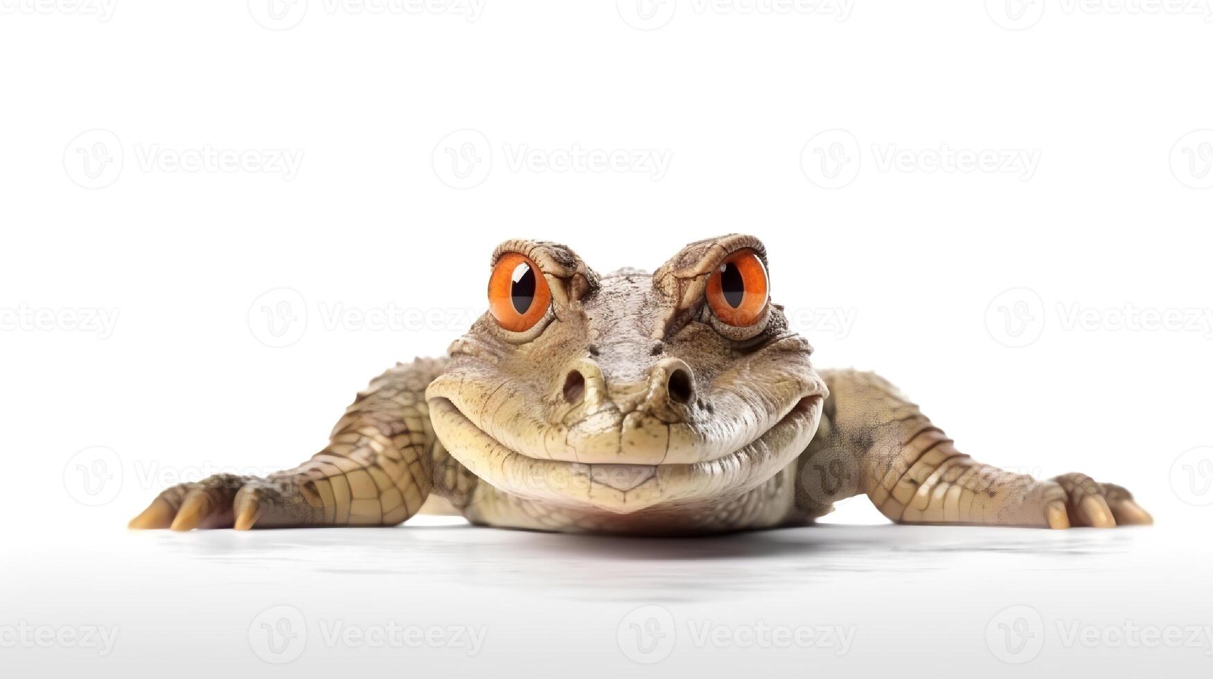 Photo of a crocodille on white background.