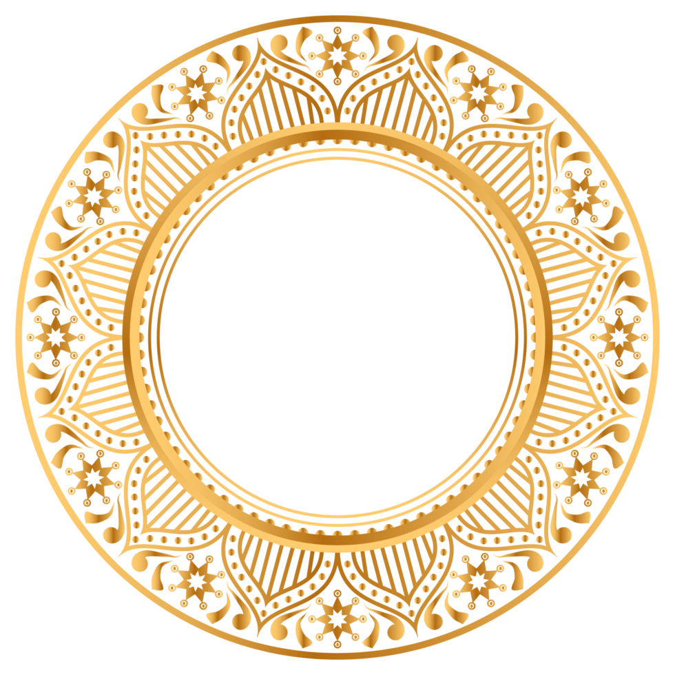 luxe d'or cercle Cadre avec ancien mandala or circulaire modèle ou or mandala Contexte png