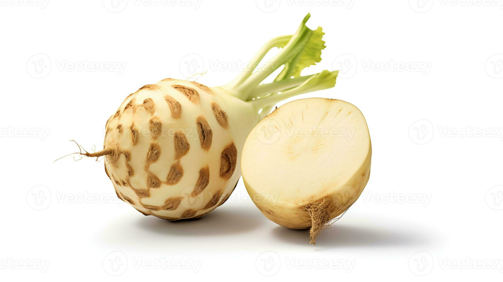 Photo of Celeriac isolated on white background. generative ai