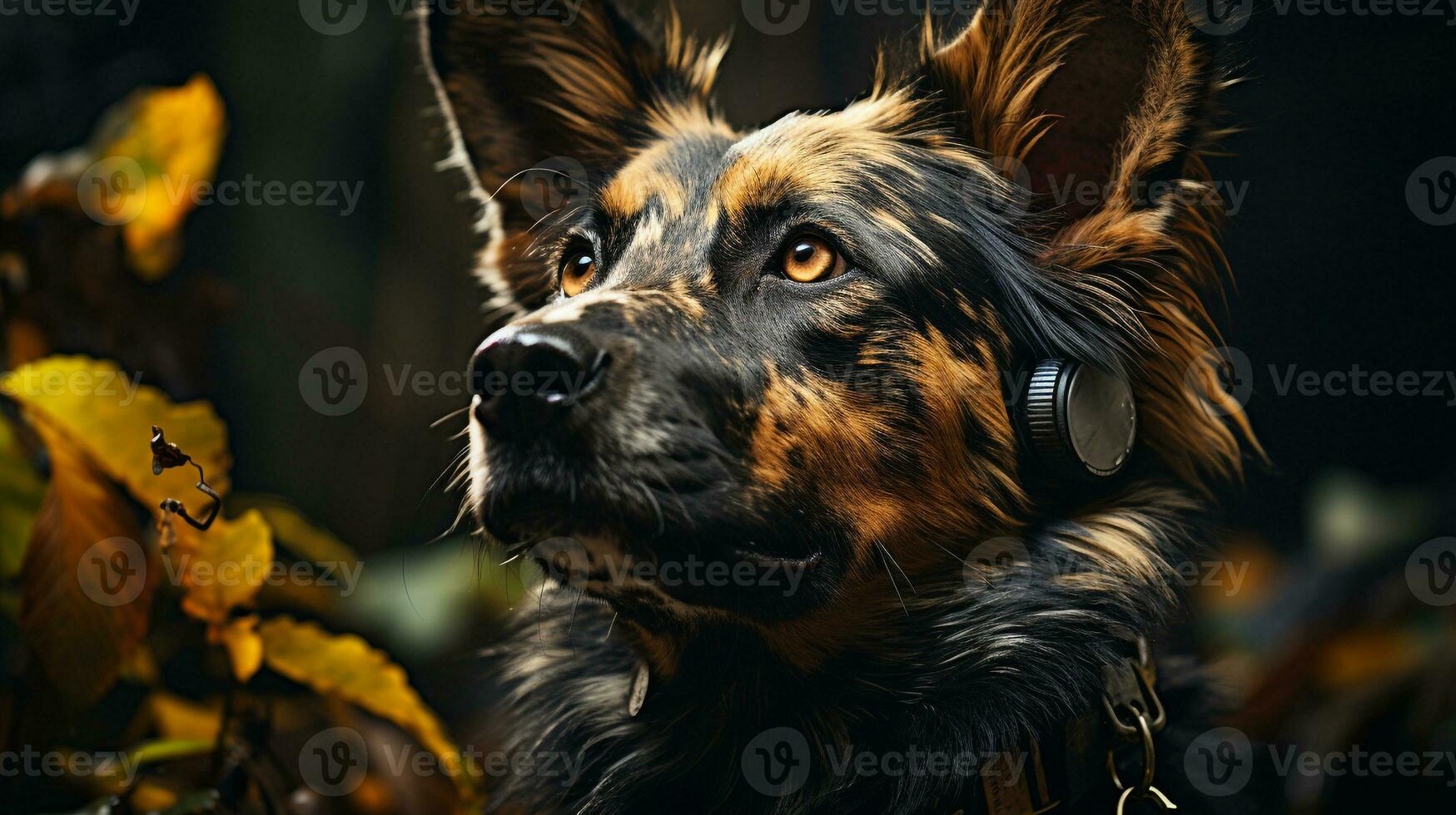 Close-up photo of a African Wild Dog looking any direction on jungle. Generative AI